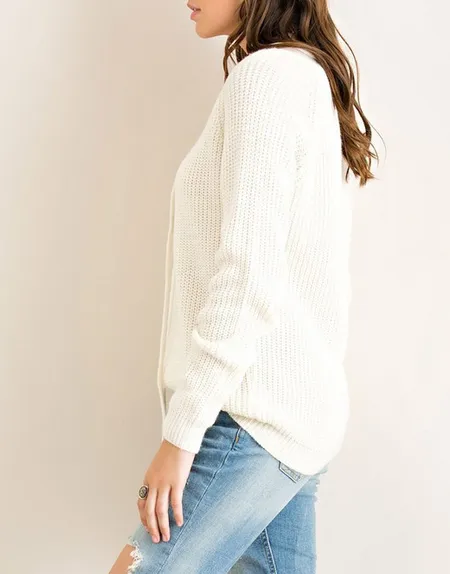 Final Sale - All Tied Up Lace-Up Front Sweater - More Colors