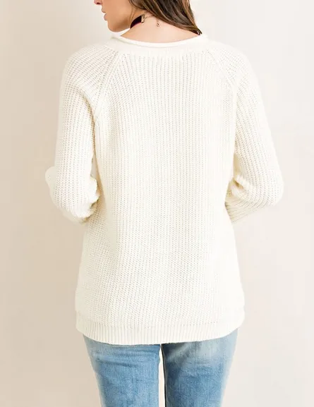 Final Sale - All Tied Up Lace-Up Front Sweater - More Colors