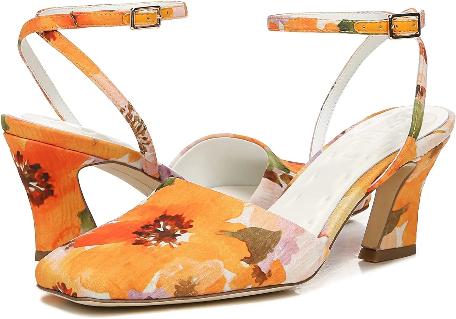 Franco Sarto Women's Daisy 2 Floral Ankle Strap Heels