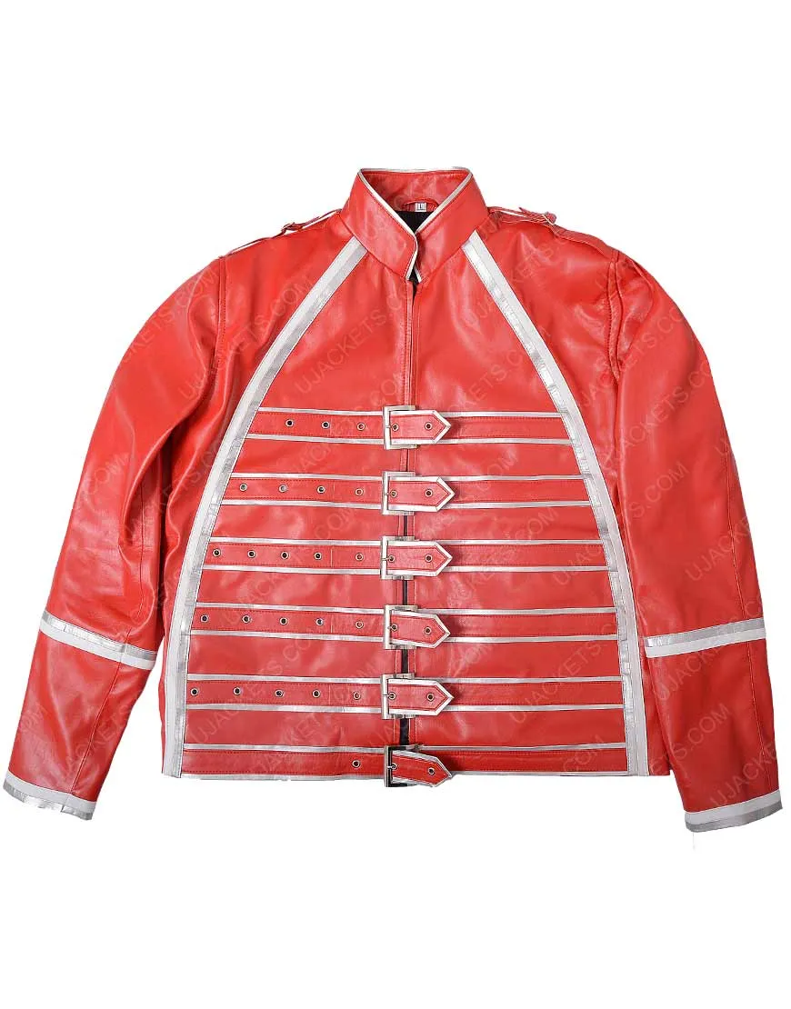 Freddie Mercury Queen Rock Band Red Leather Jacket