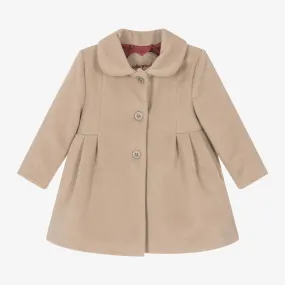 Girls Beige Felted Coat