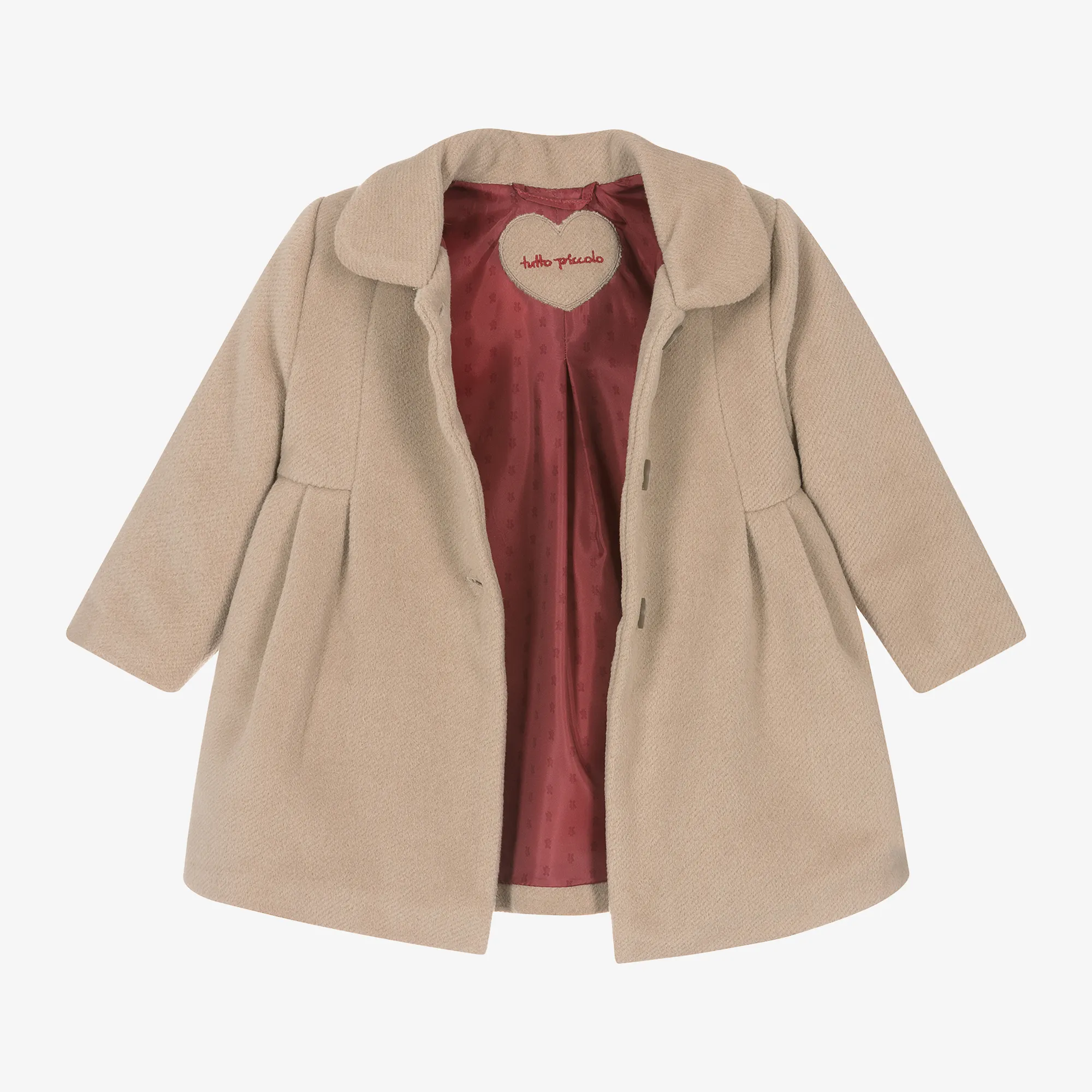 Girls Beige Felted Coat