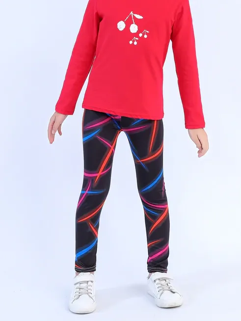 Girls Spandex Colorful Print Tight Leggings