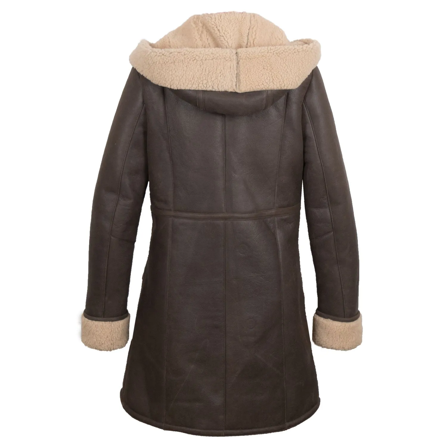 Halyna Ladies Luxury Brown Sheepskin Coat