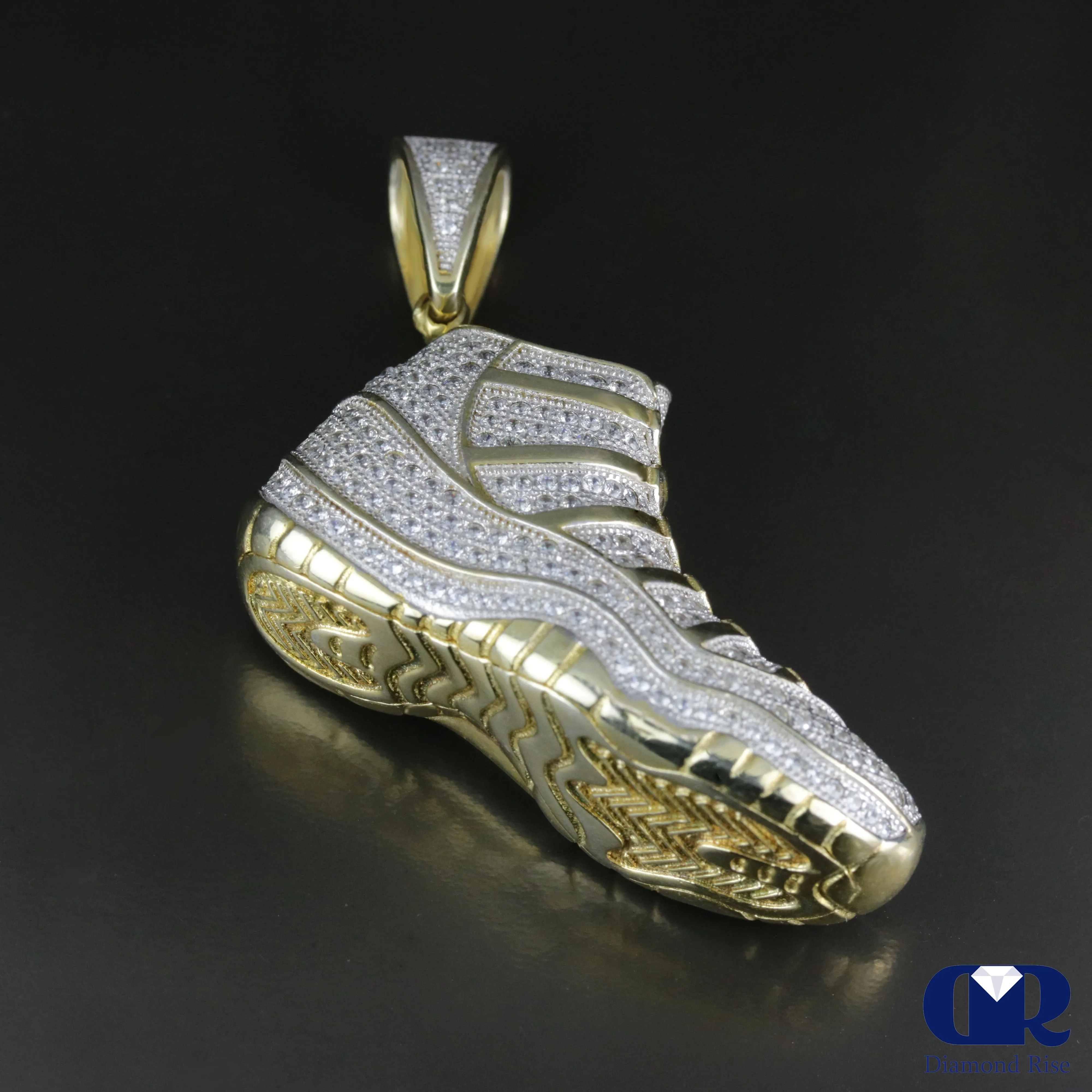 Heavy Gold & Diamond Sneaker Pendant In 14K Gold