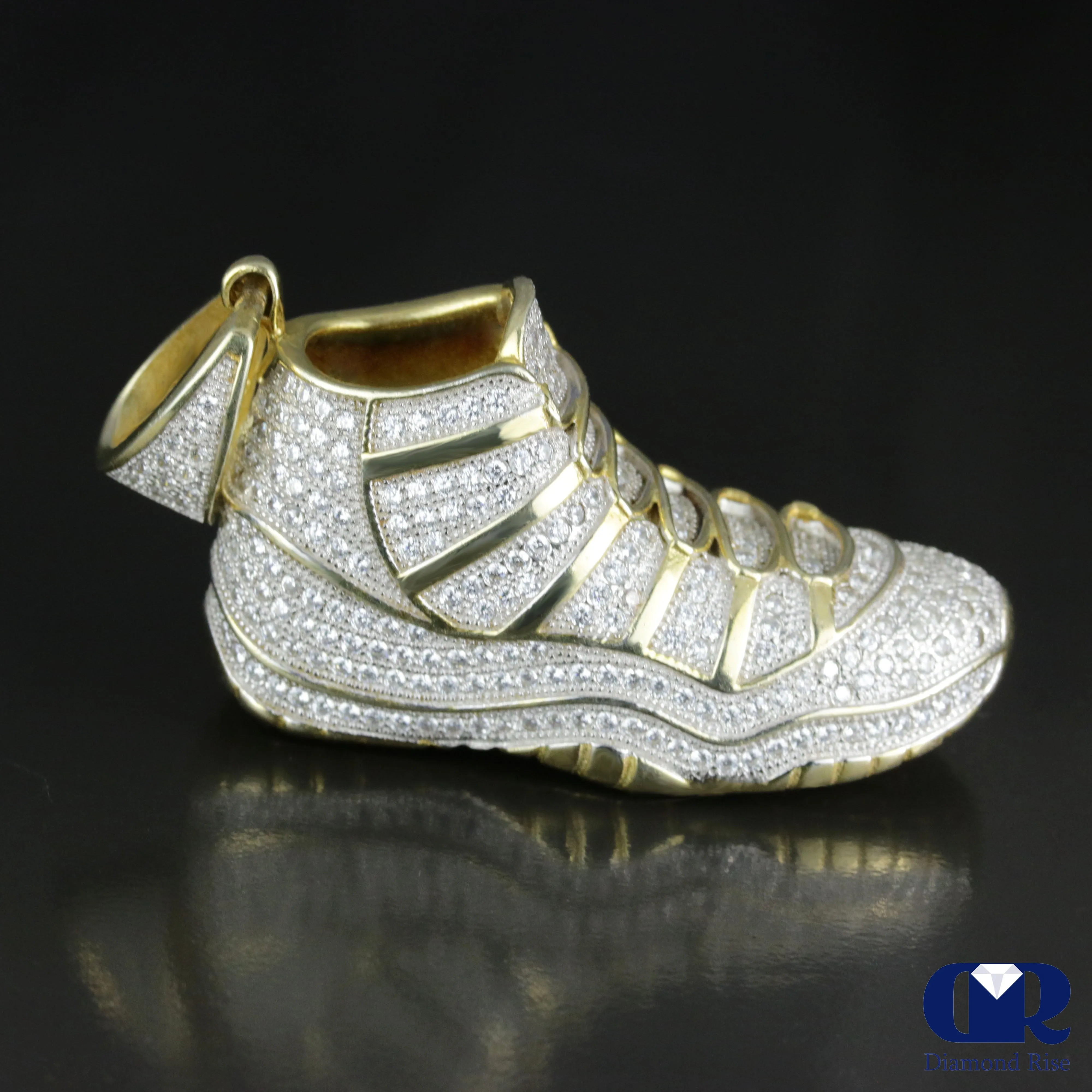 Heavy Gold & Diamond Sneaker Pendant In 14K Gold