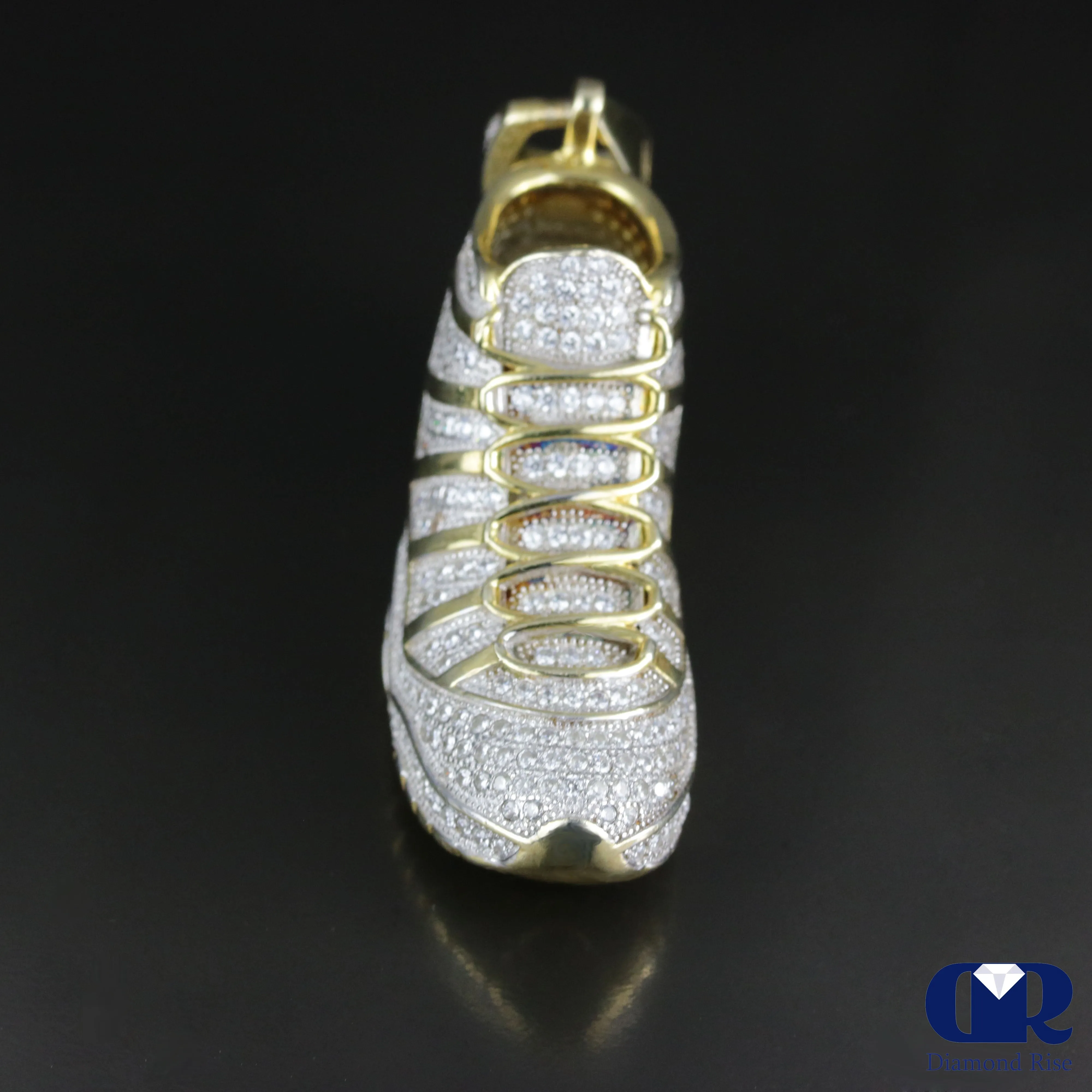 Heavy Gold & Diamond Sneaker Pendant In 14K Gold