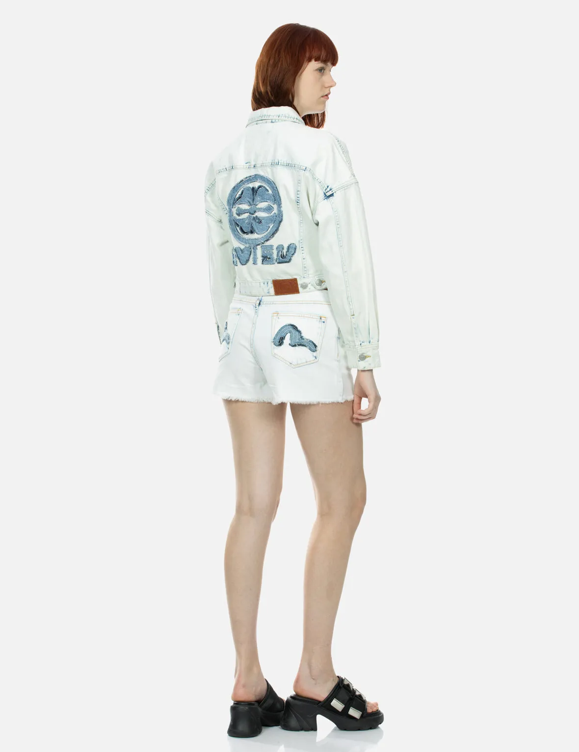 Kamon and Logo Appliqué Fashion Fit Denim Jacket