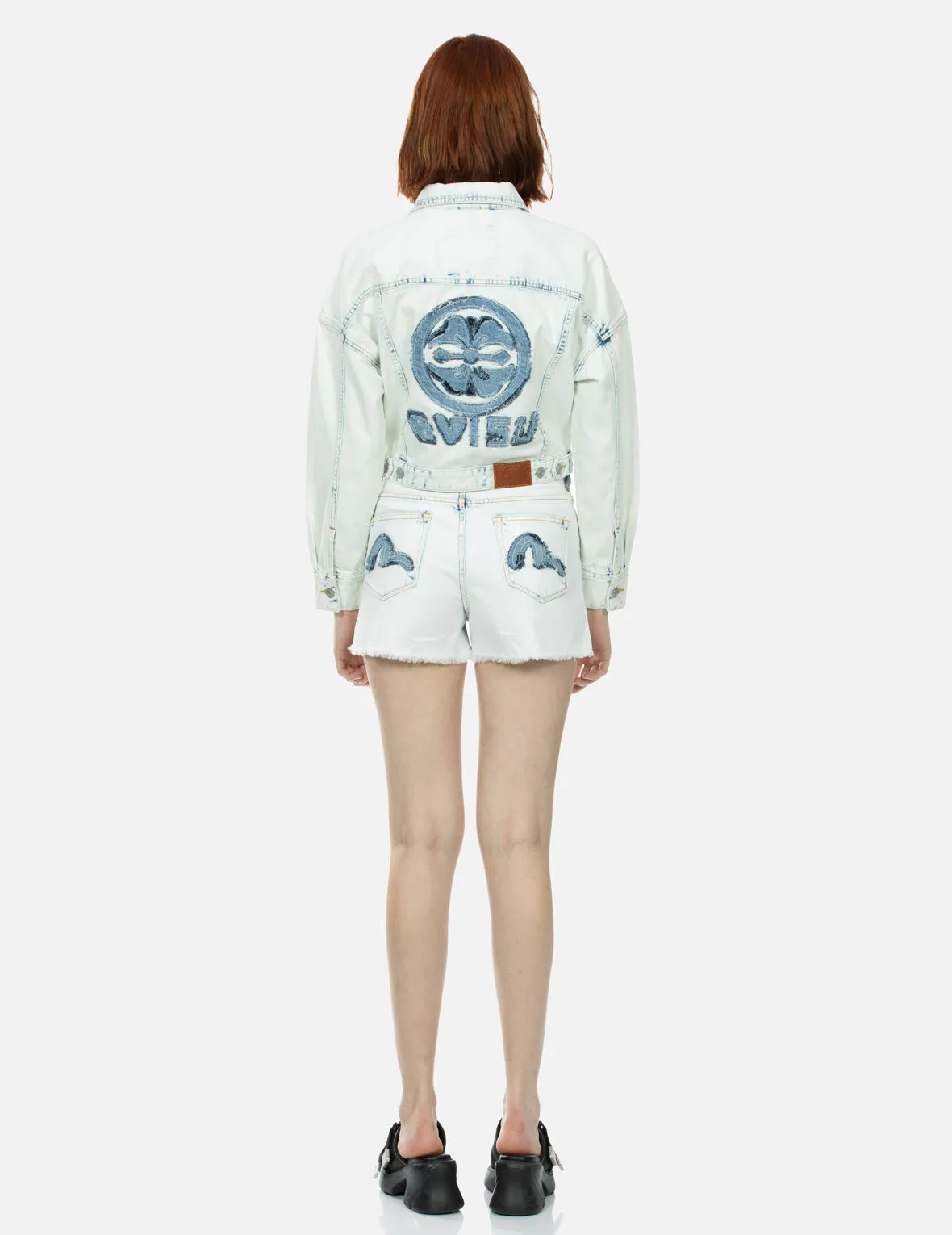 Kamon and Logo Appliqué Fashion Fit Denim Jacket