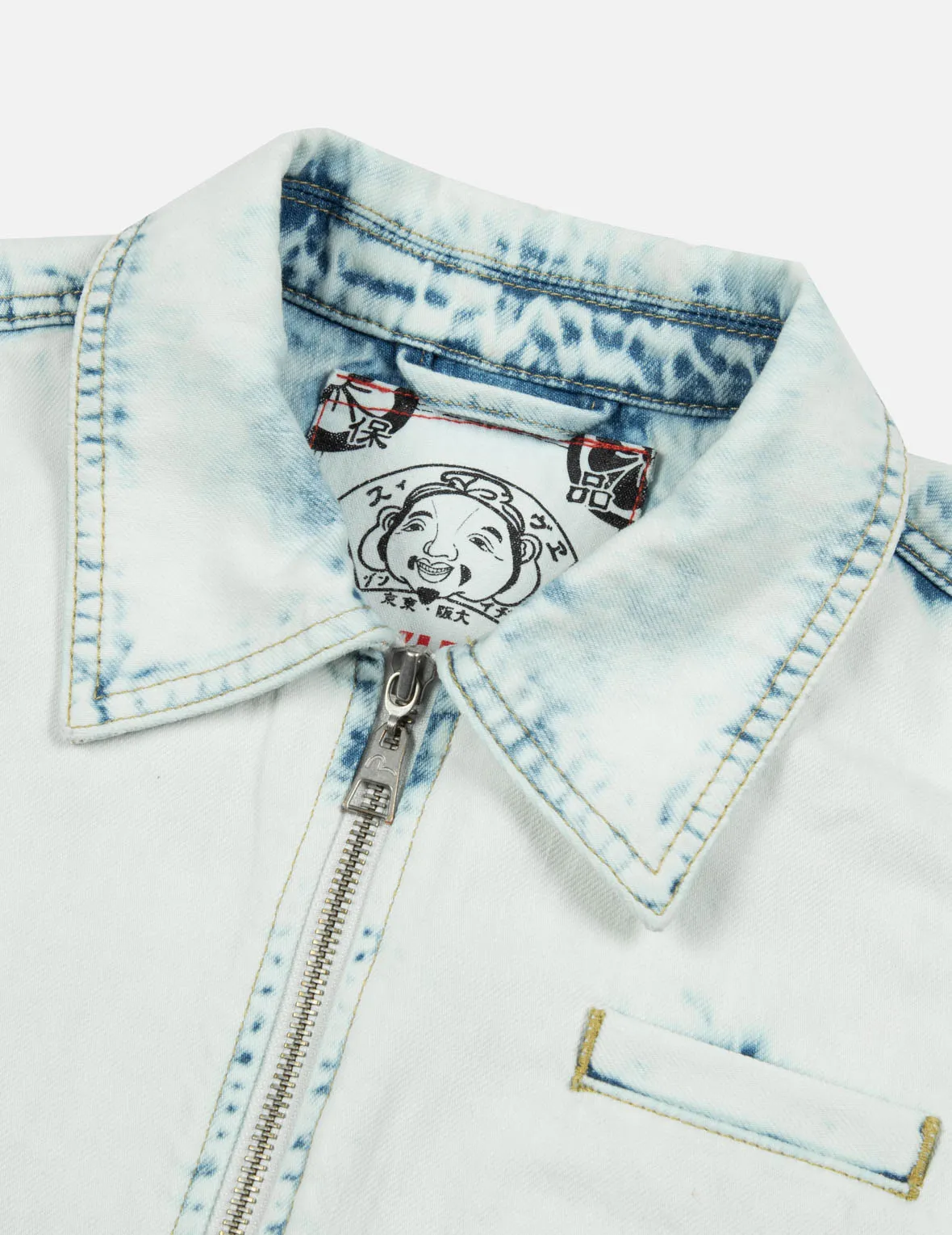 Kamon and Logo Appliqué Fashion Fit Denim Jacket