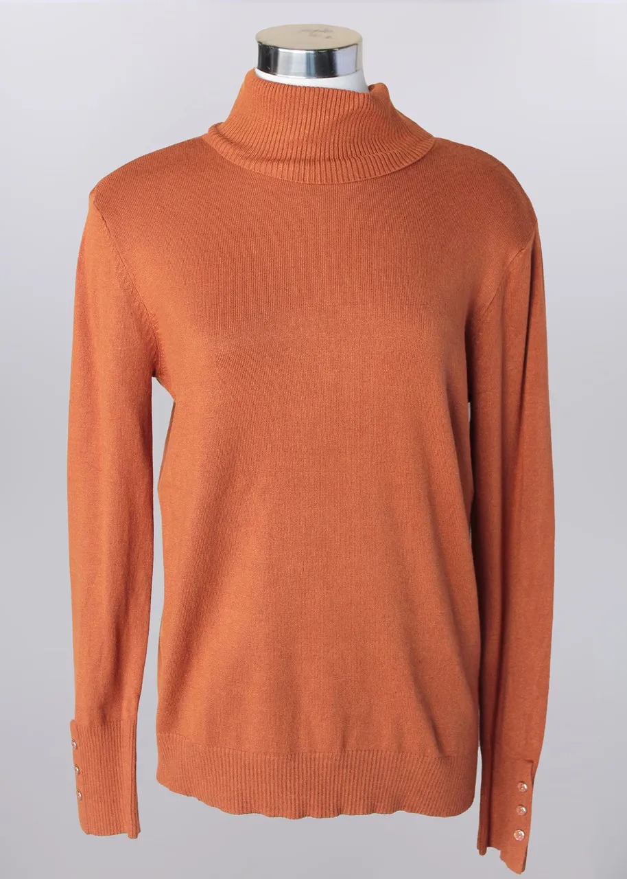 KEREN HART, LTD SWEATER *PLUS* PUMPKIN TURTLENECK SOLID LS