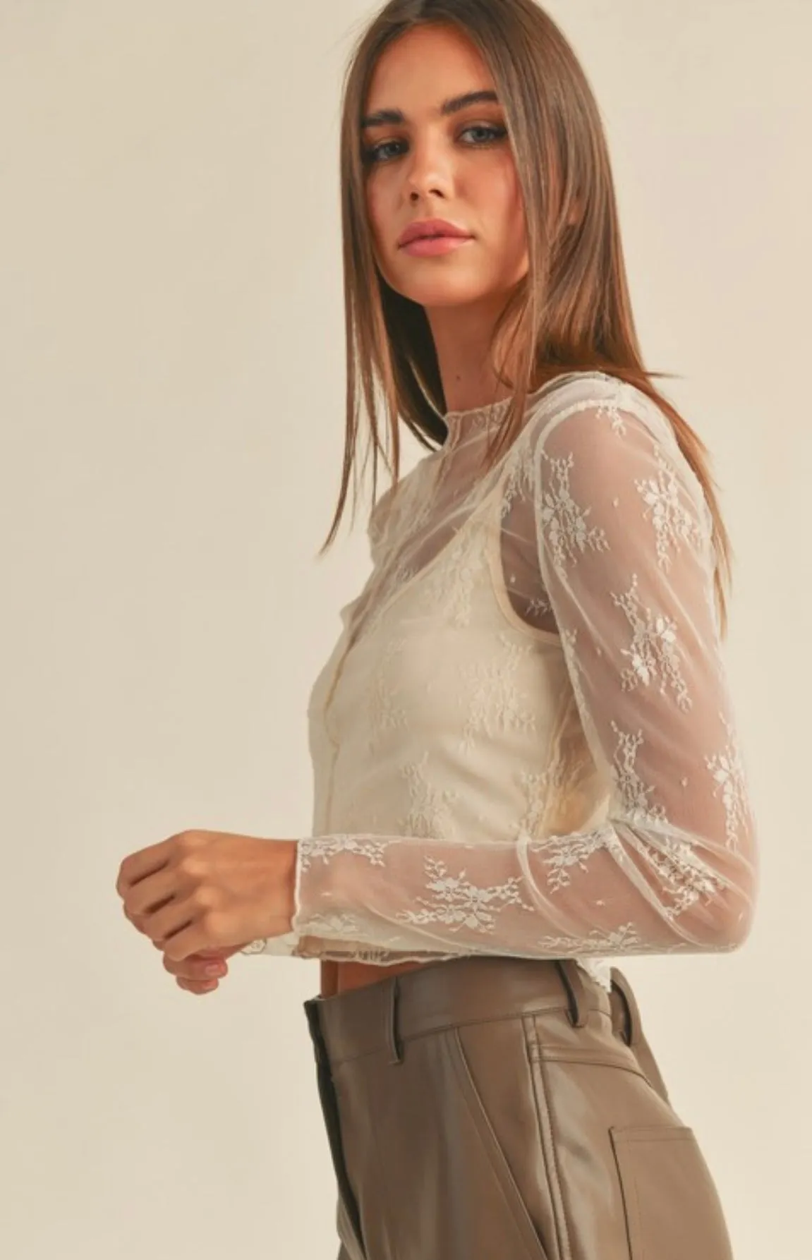 Lace Top with Lining Insert