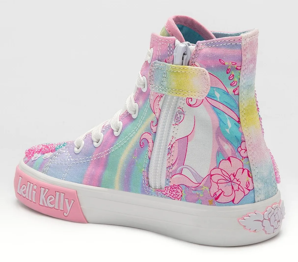 LELLI KELLY LK 3488 UNICORN MID CANVAS BOOTS HI-TOPS WHITE FANTASIA