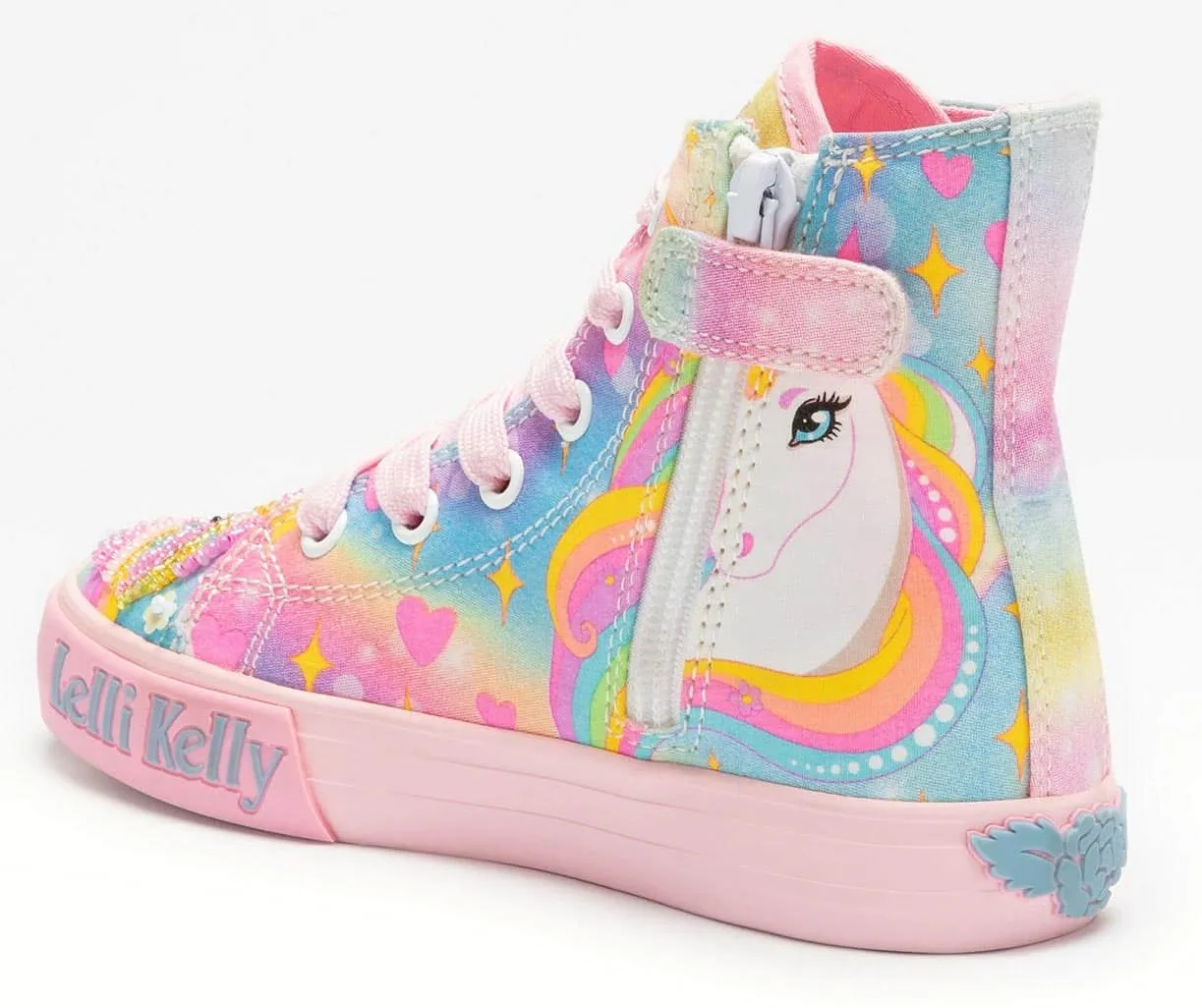 LELLI KELLY LKED 4150 UNICORN RAINBOW CANVAS BOOTS HI-TOPS ROSA