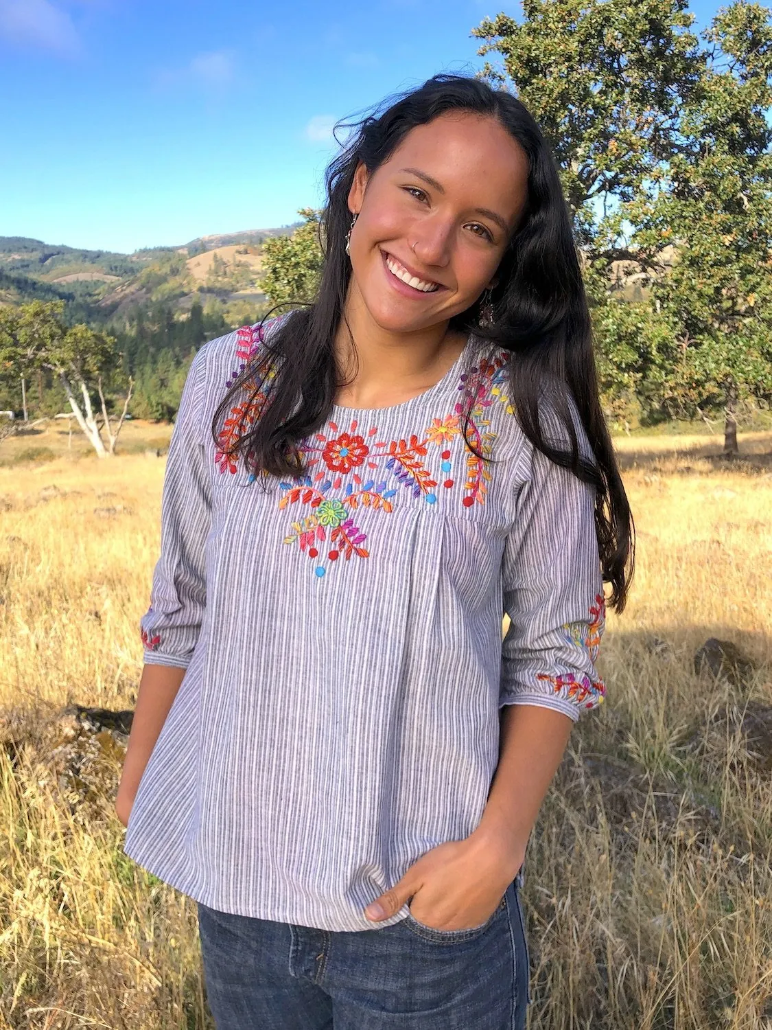 Lola Striped Floral Blouse