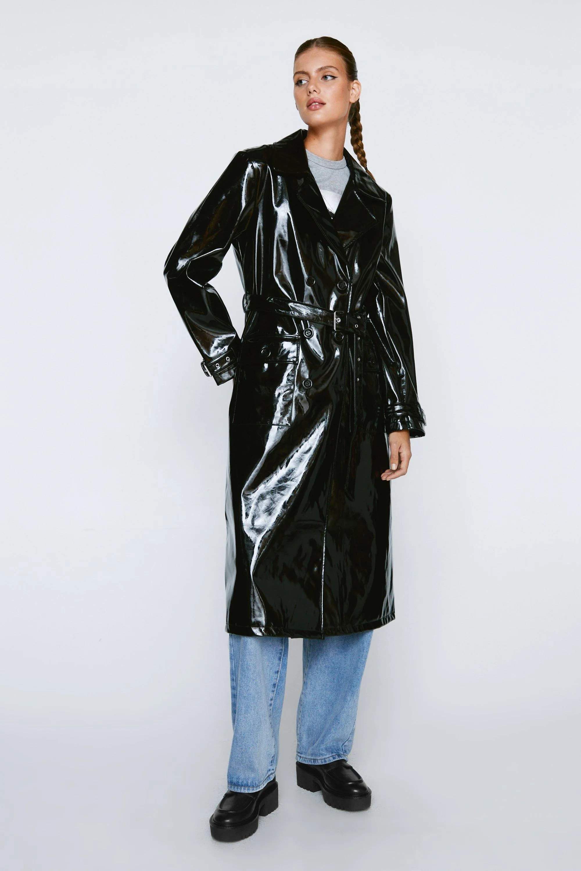 Longline Vinyl Trench Coat