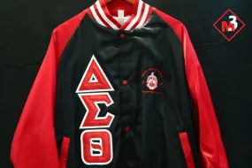 M3 Custom Color Block Satin Baseball Jacket-Delta Sigma Theta