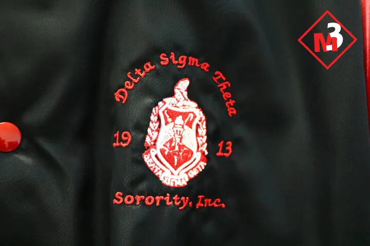 M3 Custom Color Block Satin Baseball Jacket-Delta Sigma Theta