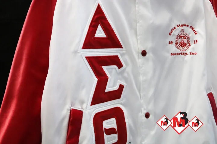 M3 Custom Color Block Satin Baseball Jacket-Delta Sigma Theta