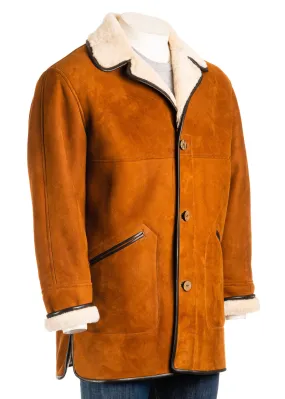 Mens 3/4 Traditional Shearling Sheepskin Coat: Pablo