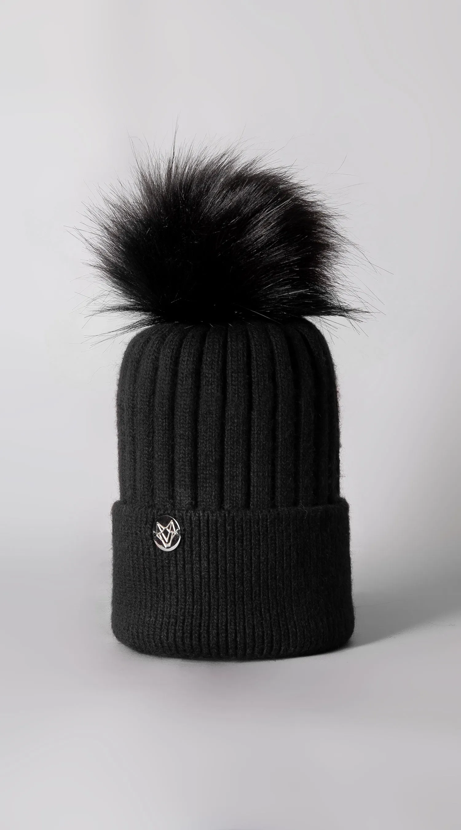 Mens Faux Harley Pom Pom Hat - Black