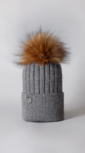 Mens Faux Harley Pom Pom Hat - Charcoal