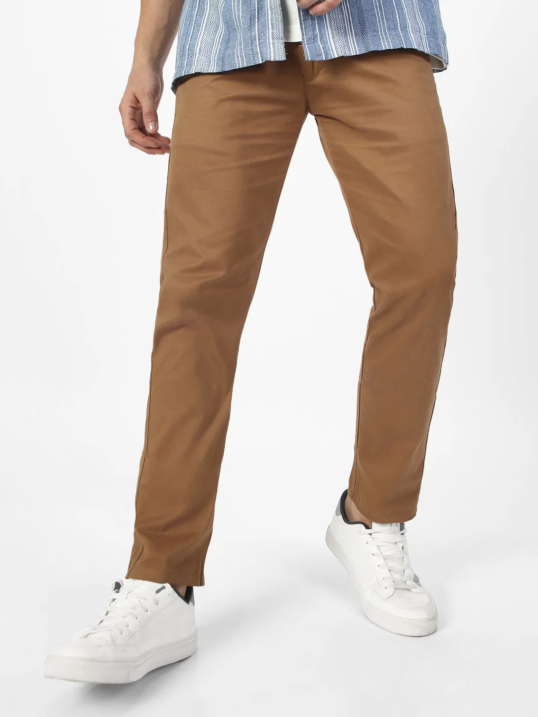 Men's Slim Fit Dark Khaki Casual Chinos Trouser