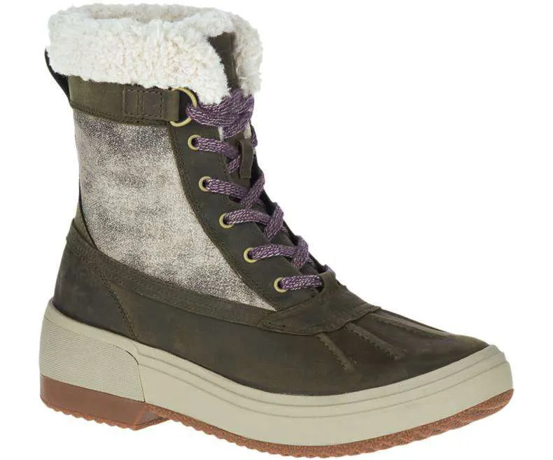 Merrell Women’s Haven Mid Lace Polar Waterproof Boots – Olive