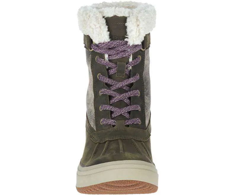 Merrell Women’s Haven Mid Lace Polar Waterproof Boots – Olive