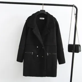 Mid-Length Suede Coat