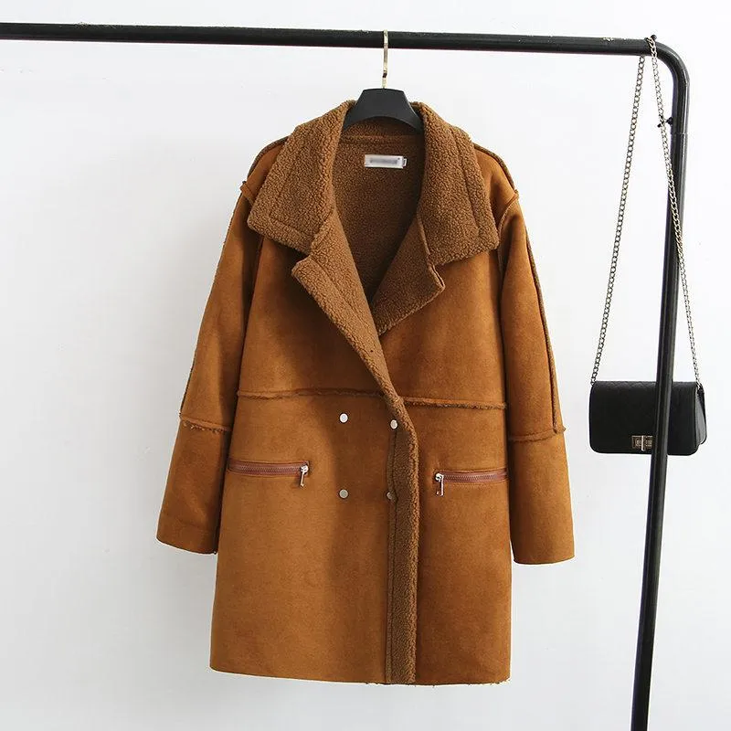 Mid-Length Suede Coat