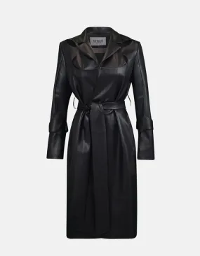 Mire Vegan Leather Coat - Black