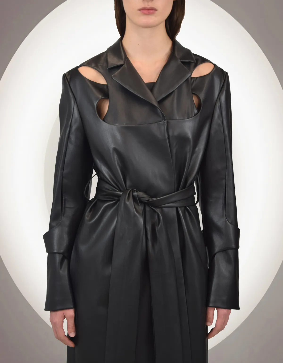 Mire Vegan Leather Coat - Black