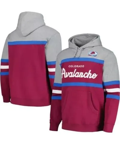 Mitchell & Ness Men's NHL Burgundy/Gray Colorado Avalanche Head Coach Pullover Hoodie