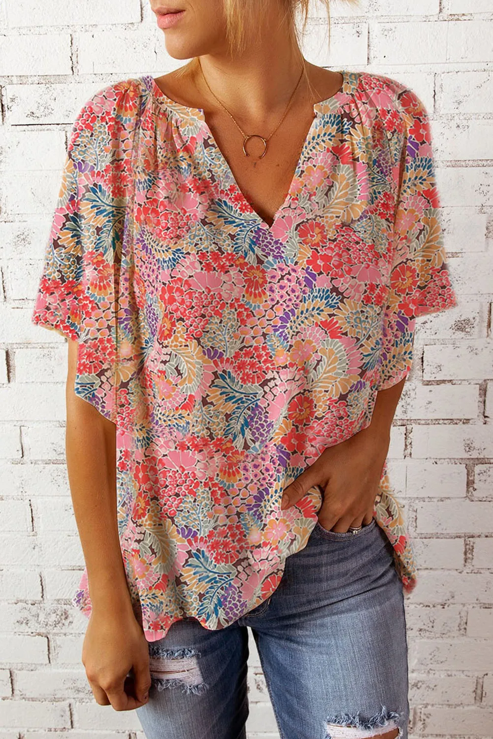 Mix It Up Florals V Neck Blouse