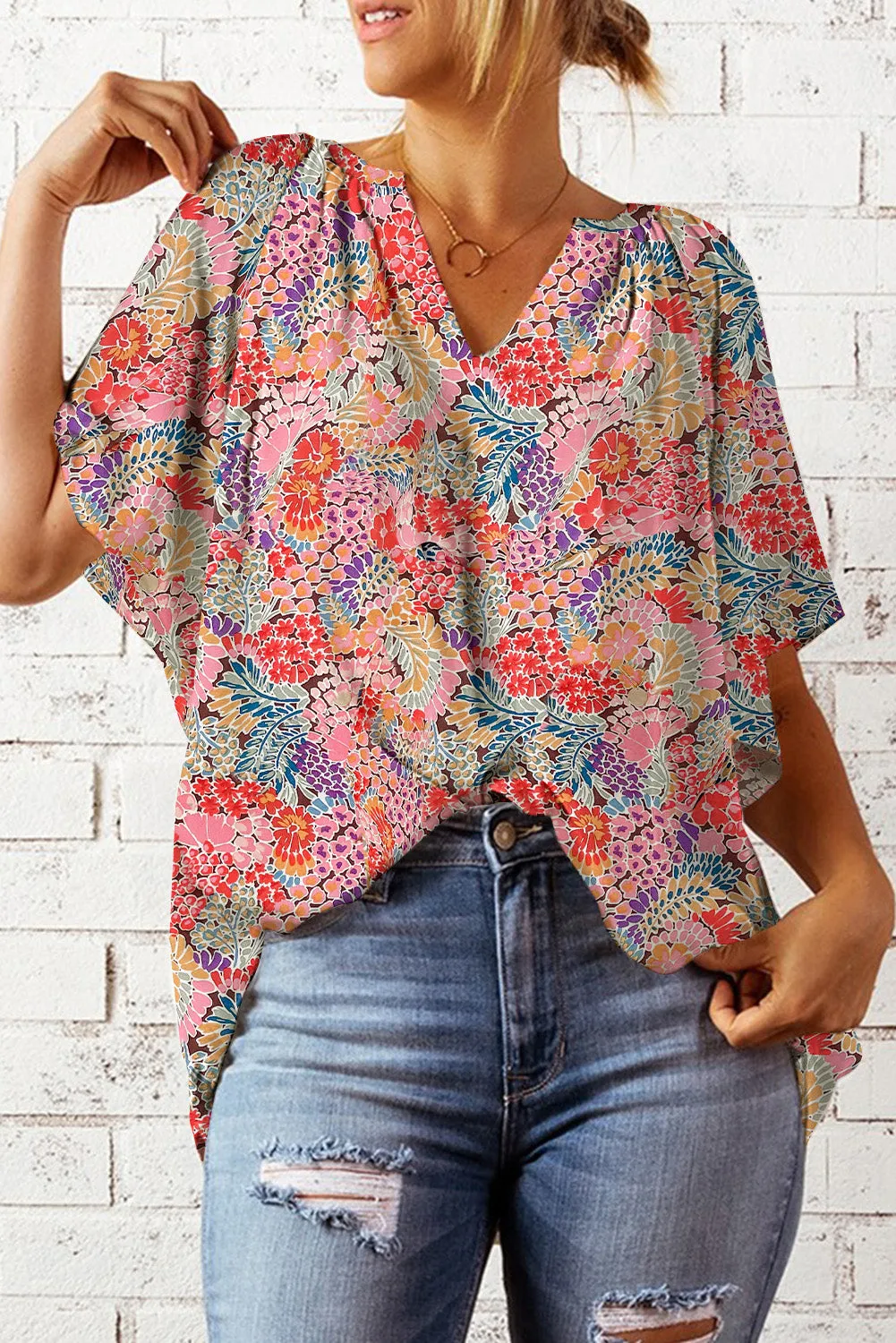 Mix It Up Florals V Neck Blouse