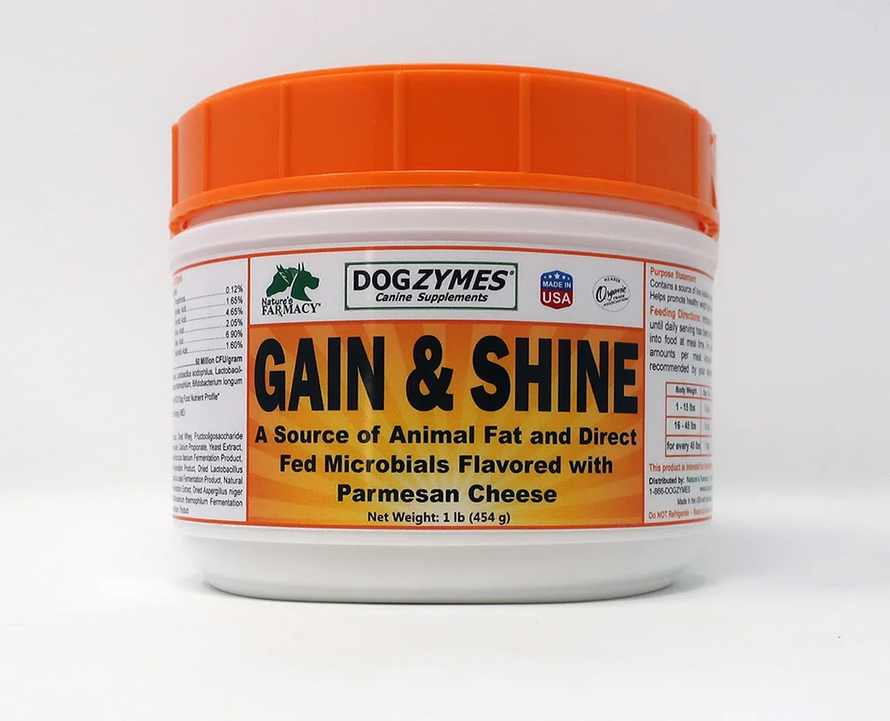 Nature's Farmacy Dogzymes Gain Shine Dog Supplement.