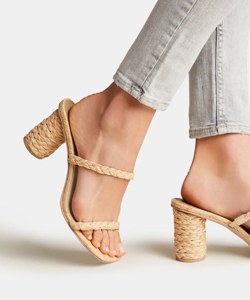 NOLES Heels LT Natural Raffia | Women's Chunky Round Heels– Dolce Vita 4309108064322