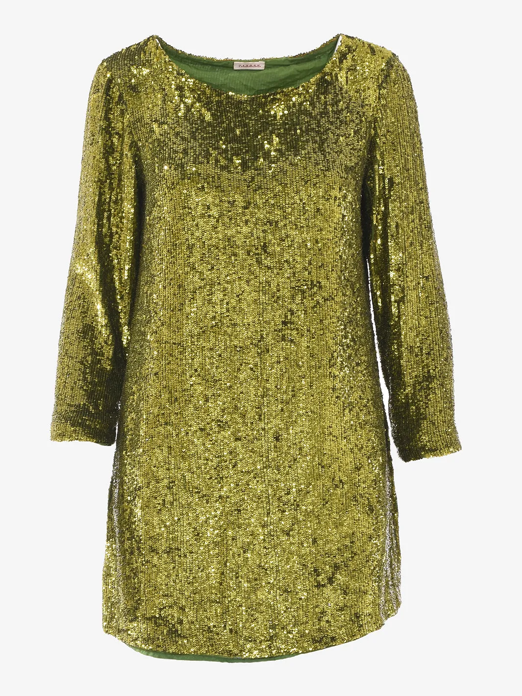 Parosh dress in light green sequins