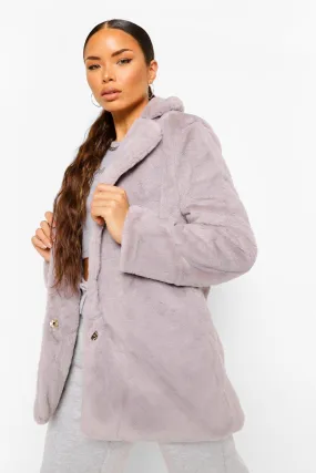 Petite Collar Faux Fur Coat