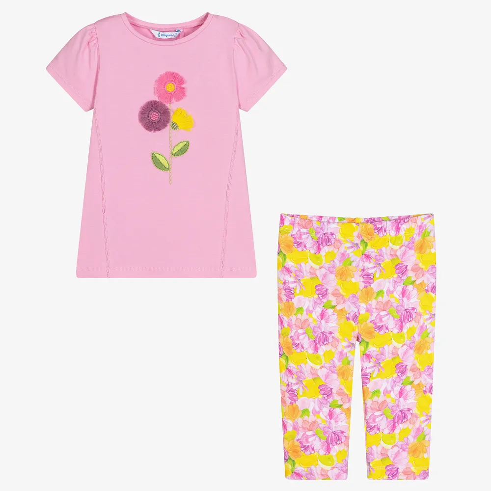 Pink & Yellow Leggings Set