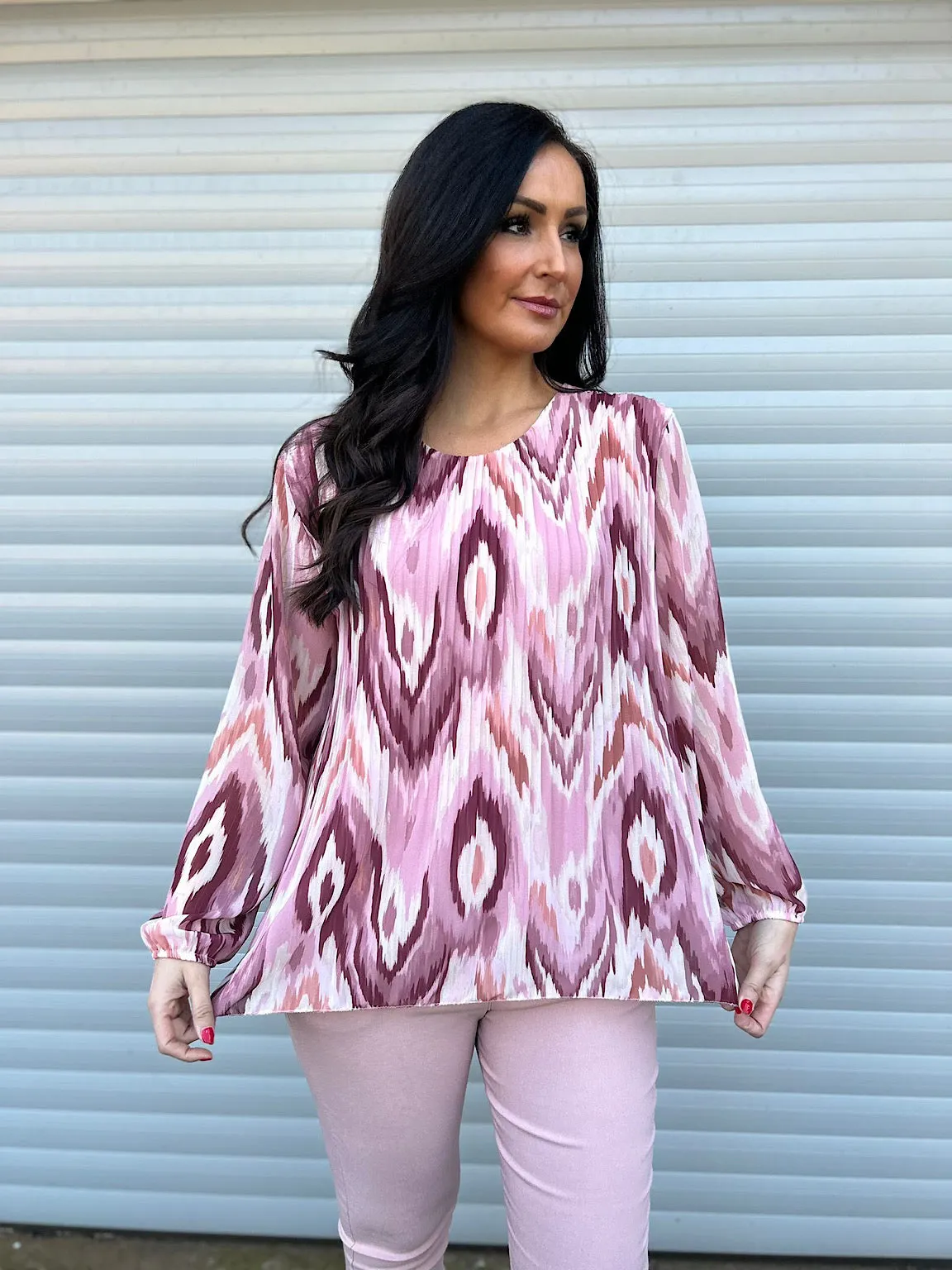 Pink Diamond Pleated Blouse Charlotte