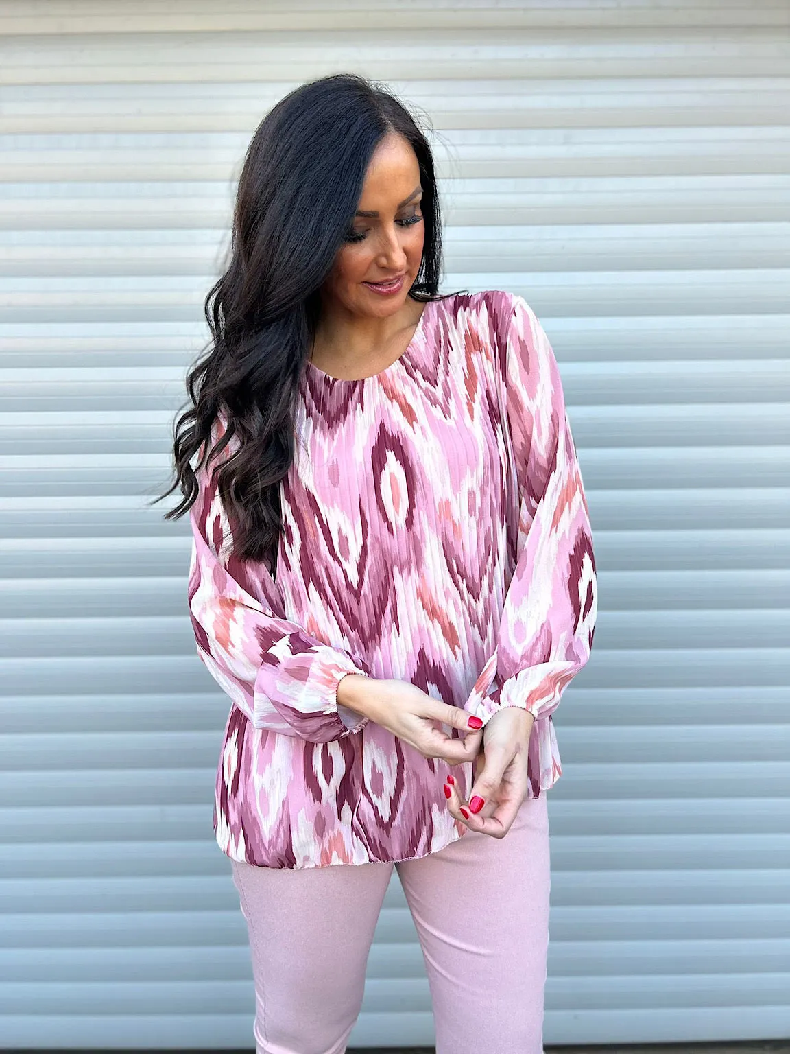 Pink Diamond Pleated Blouse Charlotte