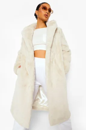 Plush Faux Fur Belted Robe Coat