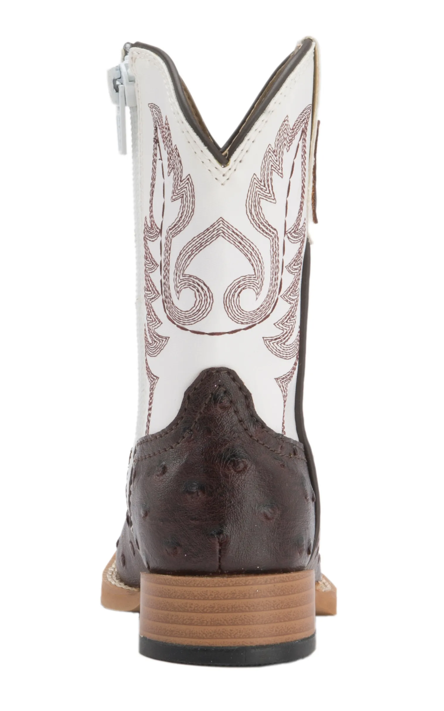 Roper Toddler Chocolate Ostrich Print with White Square Toe Cowboy Boots