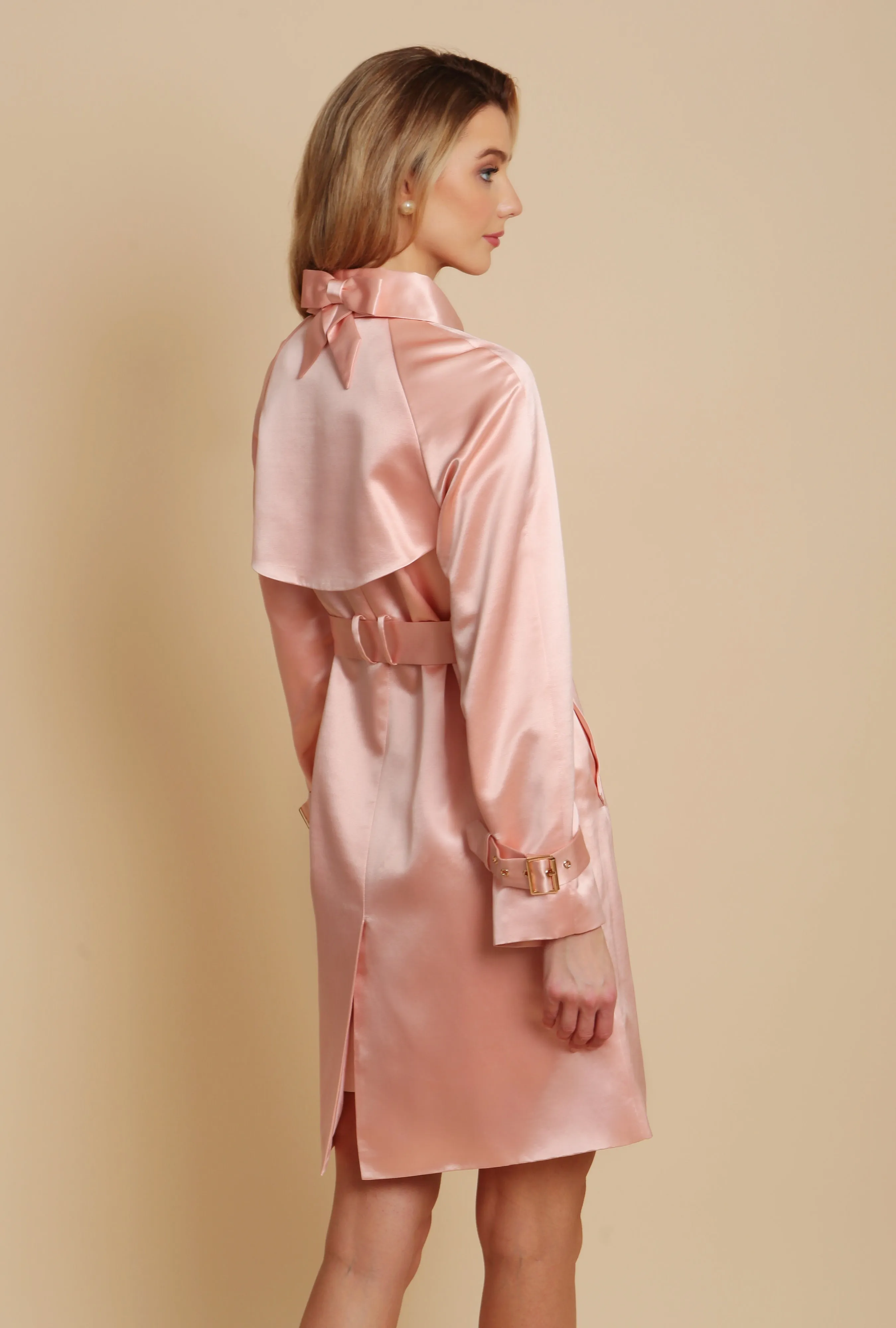 Rosa Wool and Silk Trench Coat by La Dolce Vita