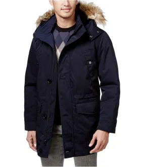 Ryan Seacrest Mens Luxe Twill Faux-Fur Parka Coat