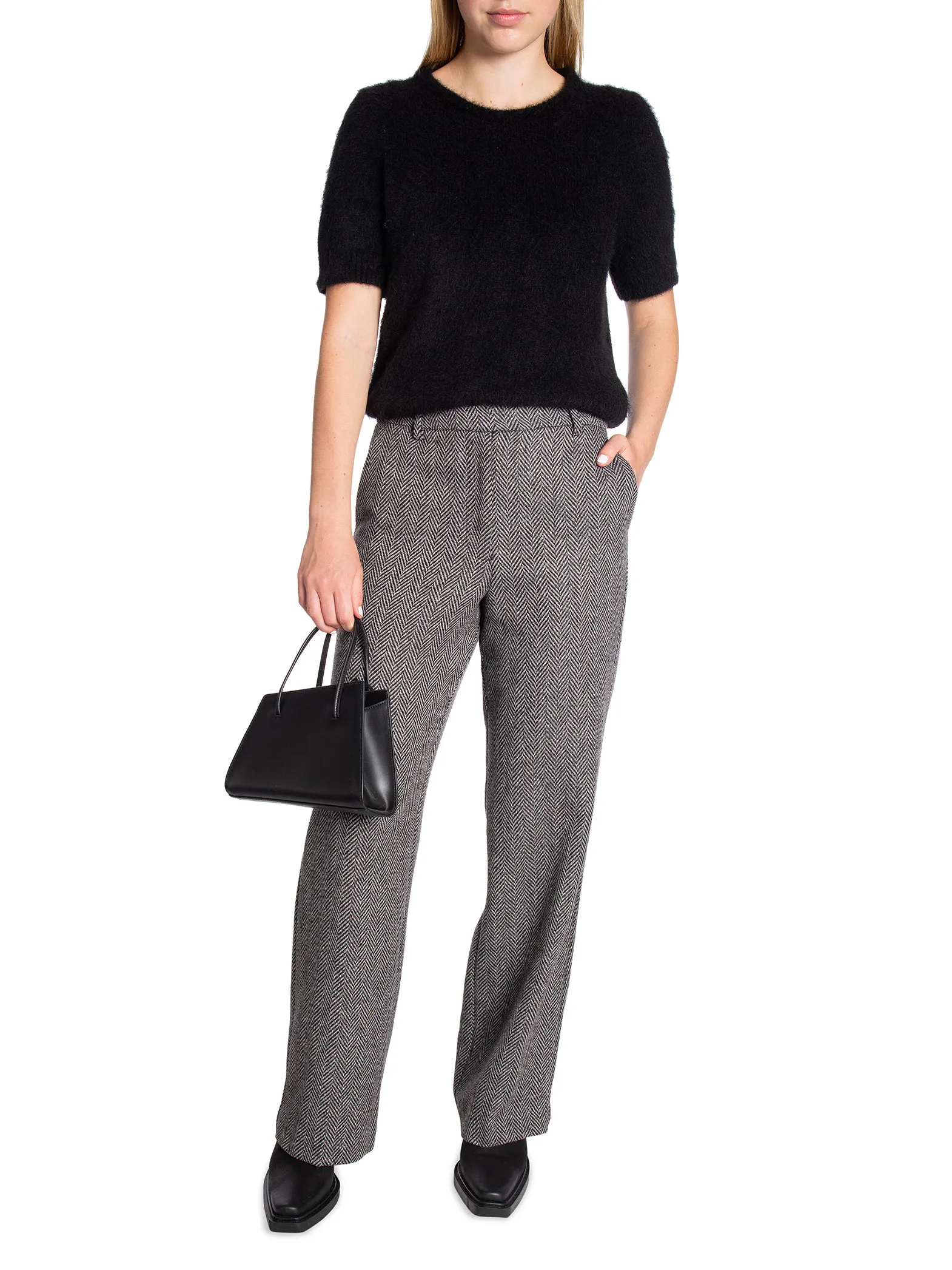 SELECTED FEMME PANTS HERA HW WIDE PANT DARK GREY MELANGE