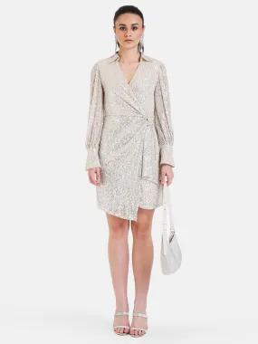 Sequin Wrap Mini Dress