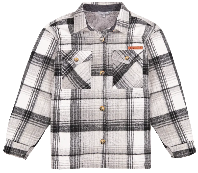 Simply Southern Grey Plaid Sweater Jacket Shacket